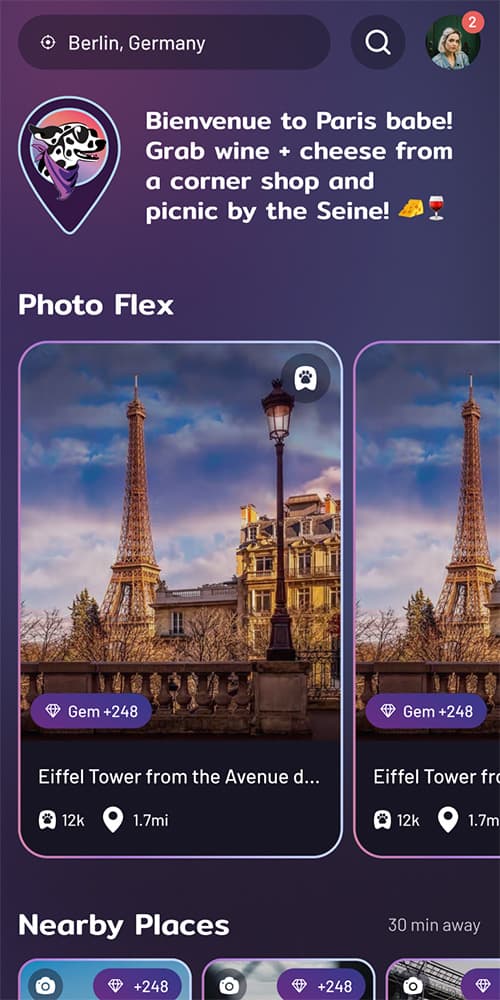 Screenshot of Explore screen